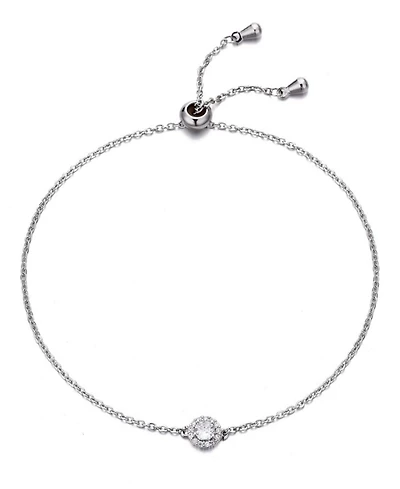 Adornia Silver Cz Halo Bolo Bracelet