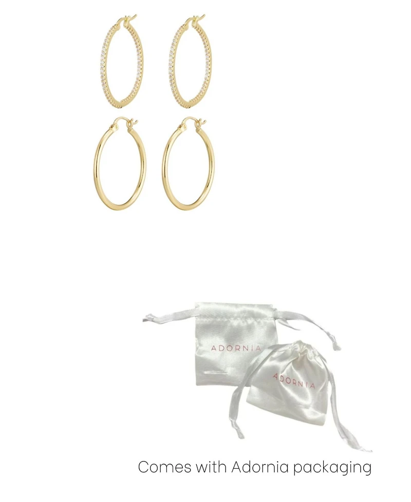 Adornia Gold Cz Infinity and Plain Hoop Earring Set