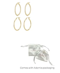 Adornia Gold Cz Infinity and Plain Hoop Earring Set
