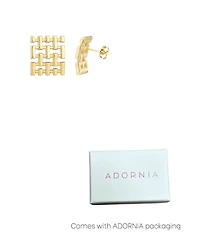 Adornia Tarnish Resistant Gold Grid Stud Earrings