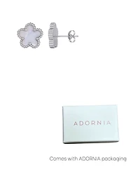 Adornia Tarnish Resistant Silver Mother of Pearl 5-Leaf Clover Stud Earrings