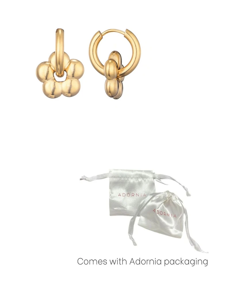 Adornia Tarnish Resistant Gold Flower Huggie Hoop Earrings