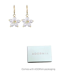 Adornia Gold Pearl Flower Huggie Earrings