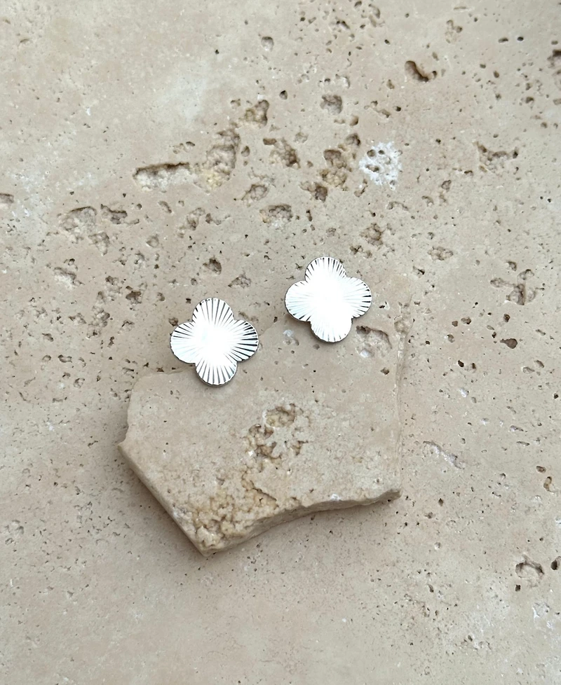 Adornia Silver Prismatic Clover Stud Earrings