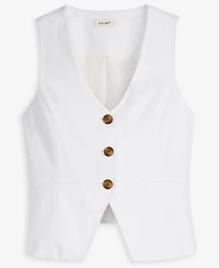 On 34th Women's Linen Blend V-Neck Button-Front Vest, Macy's Exclusive