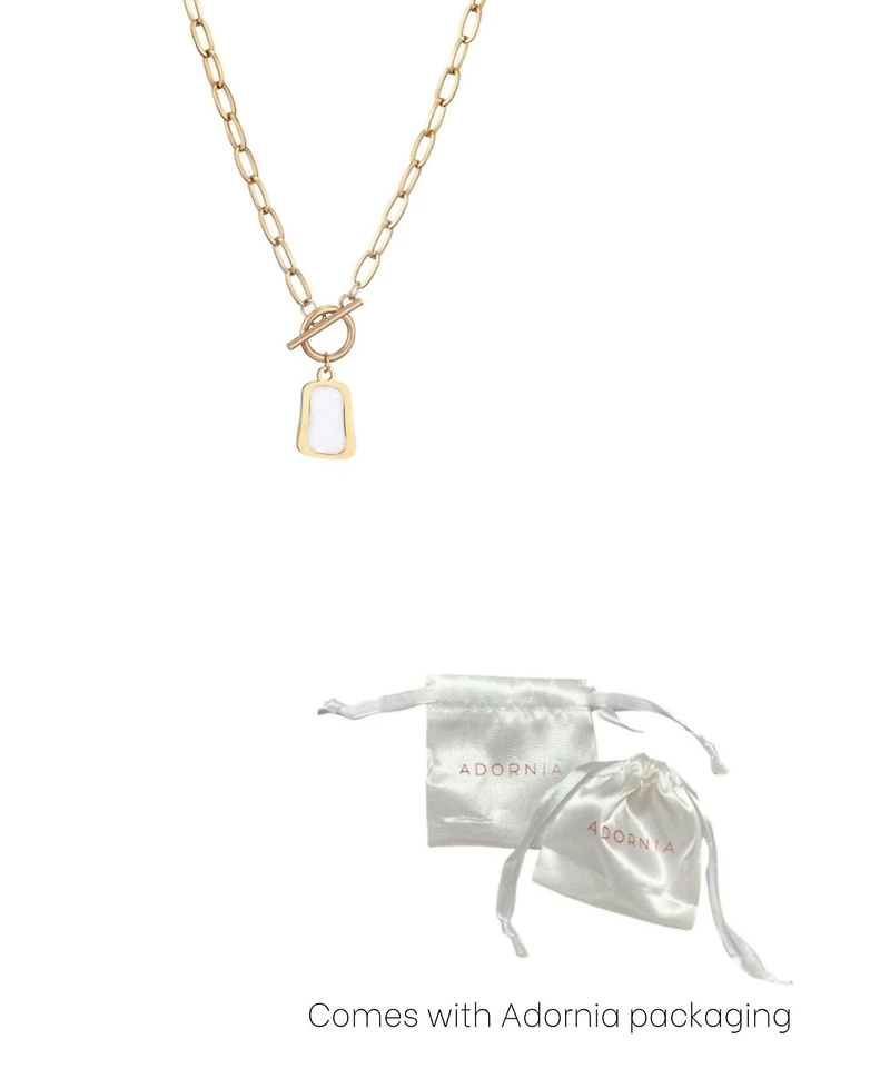 Adornia Tarnish Resistant Gold Mother of Pearl Toggle Necklace