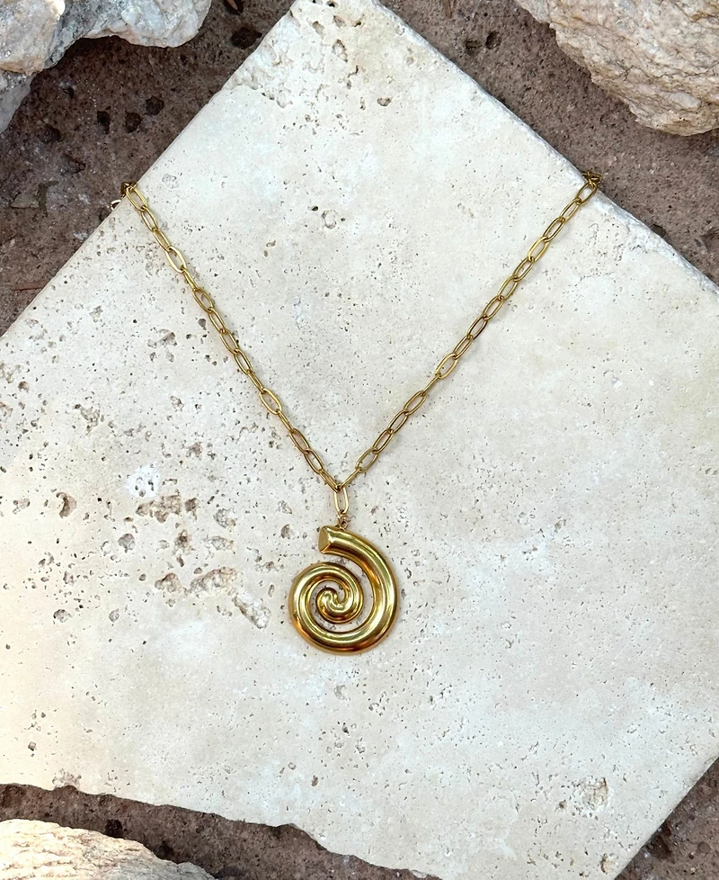 Adornia Tarnish Resistant Gold Swirl Paperclip Pendant Necklace