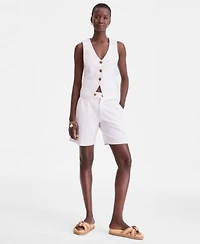 On 34th Womens V Neck Button Front Vest Mid Rise Bermuda Shorts Macys Exclusive