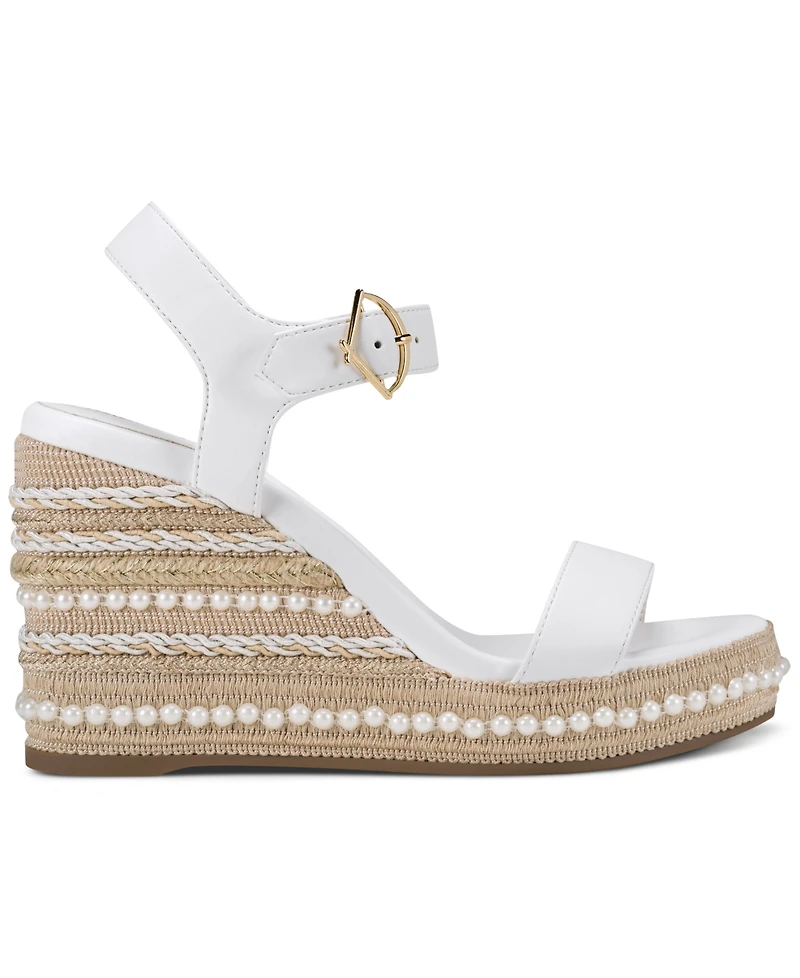 Karl Lagerfeld Paris Women's Calzona Round Toe Wedge Sandals