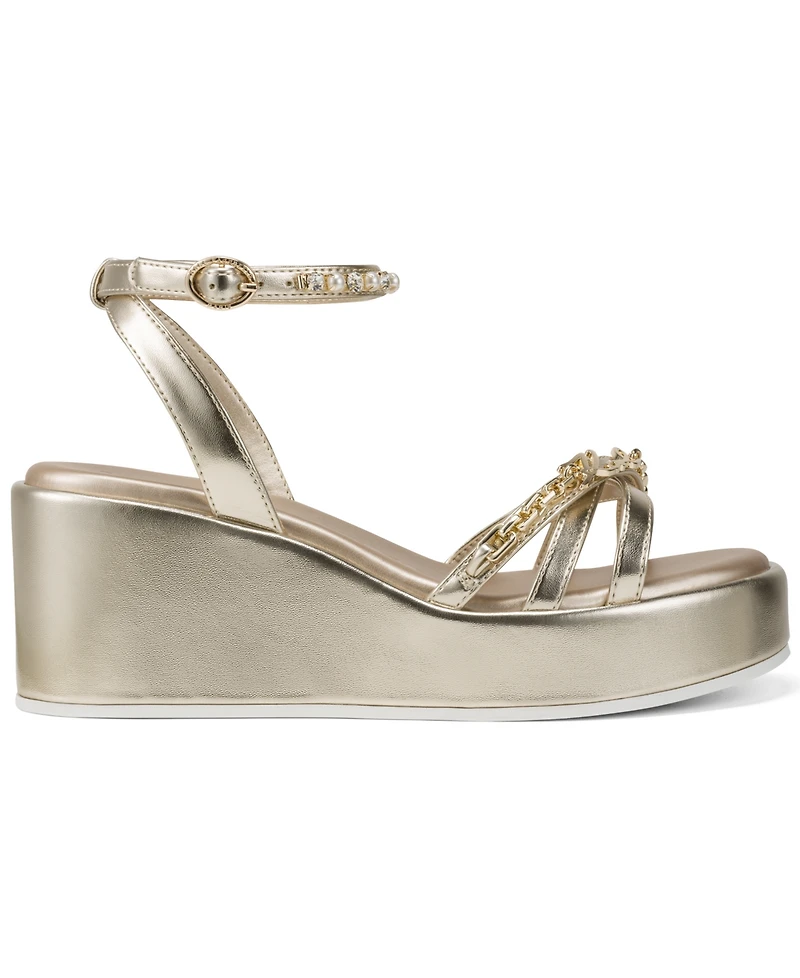 Karl Lagerfeld Paris Women's Clemons Ankle Strap Wedge Sandals