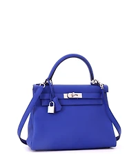 Pre-Owned HERMES Kelly 28 Handbag Blue Togo with Palladium Hardware