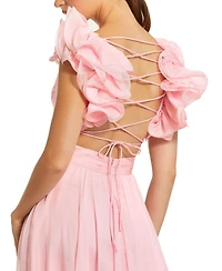 Mac Duggal Women's Ruffle Tiered Cut-Out Chiffon Gown