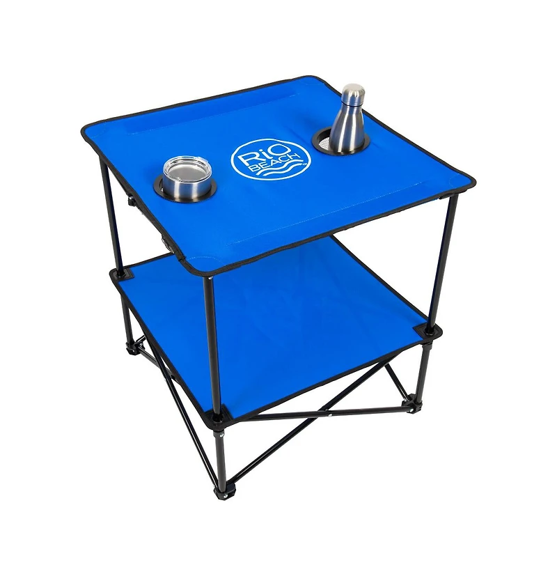 Life Is Good Blue 22" Square Compact Folding Beach Table