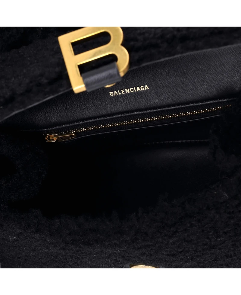 Pre-Owned Balenciaga Small Fluffy Hourglass Top Handle Bag Faux Fur
