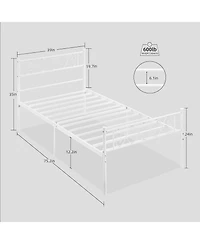 gaomon Bed Frame with Headboard and Footboard for Girls Boys, Metal Platform Iron-Art Sweet Heart, Under Storage