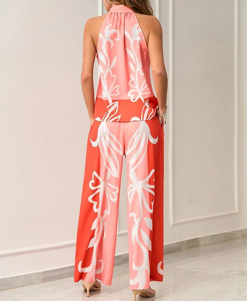 Cupshe Women's Halter Tie-Neck Wide-Leg Matching Sets