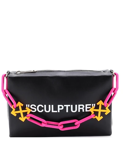 Pre-Owned Off White Block Pouch Shoulder Bag Printed Leather