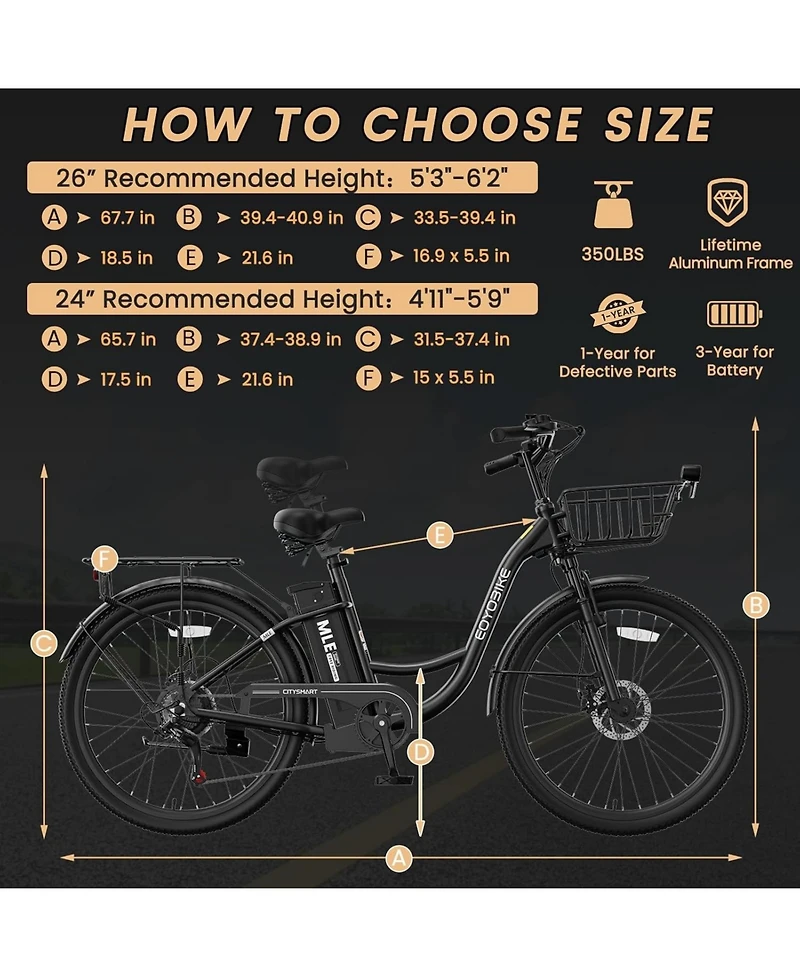 Mooncool 350W Electric Commuter Bike for Adults