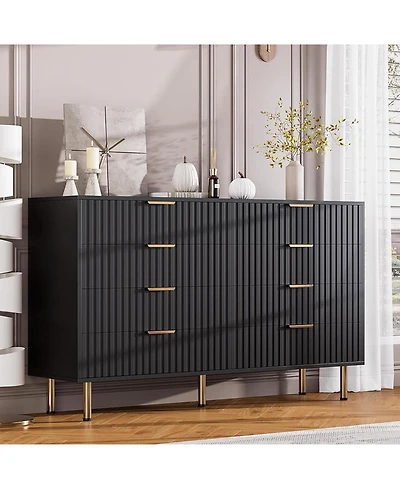 gaomon 8 Drawer Dresser for Bedroom, Fluted Dresser with Large Drawers and Sturdy Legs Support, Dressers & Chests of Drawers for Bedroom
