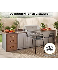 gaomon Outdoor Kitchen Drawers 17" W x 20" H x 20" D, Flush Mount Triple Bbq Drawers with Stainless Steel Handle for Outdoor