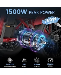 Mooncool Tk Pro 750W Foldable Electric Tricycle for Adults, 20" x 3.0" Wheel