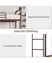 gaomon Bunk Bed Twin Over Twin with Ladder and High Guardrail, Twin Size Convertible Metal Bunk Beds, Easy Assembly, No Box Spring