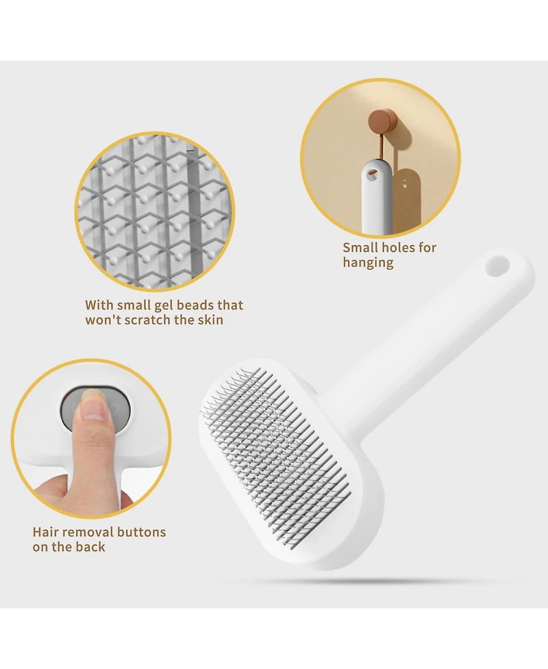 Aostirmotor Pet Grooming Brush for Dogs & Cats, Detangling Shedding Tool with Ergonomic Handle