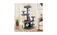 Aostirmotor Cat Tree for Munchkin & Senior Cats, 40-Inch with Stable Wide Base, Soft Padded Perches & Large Condo for Easy Access