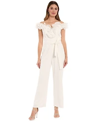 ivy + blu Women's Ruffle Top Belted Jumpsuit
