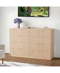 gaomon 8 Drawer Fluted Dresser for Bedroom, 55" Wide Modern Chest of Drawers with Metal Handle, Fluted Wood Tv Stand