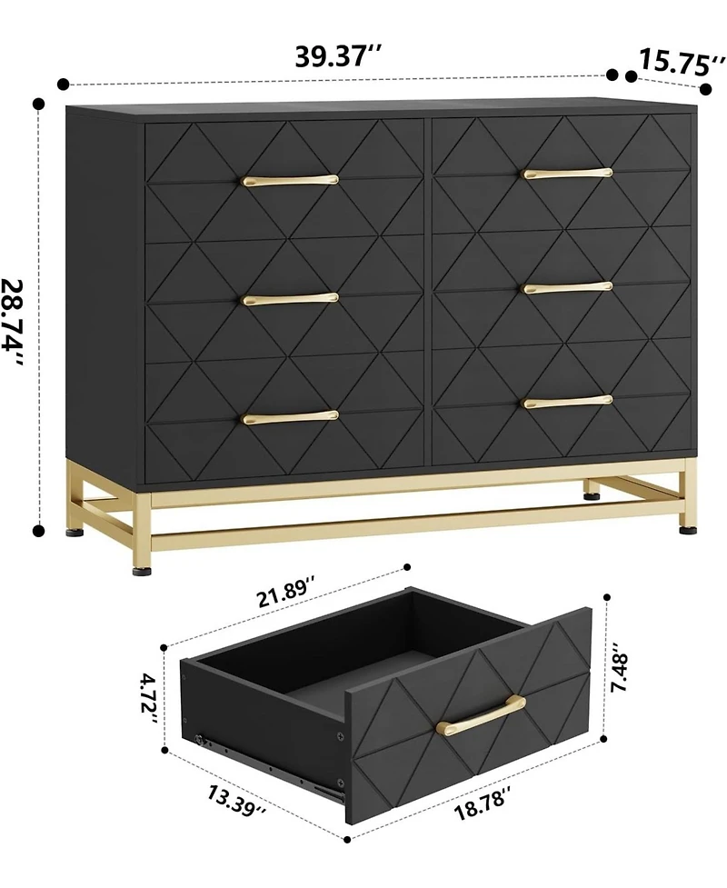 gaomon 6 Dresser Bedroom with Large Capacity, Chest of Drawers Wooden Dresser with Metal Handle, Dresser for Bedroom,Living Room
