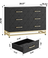 gaomon 6 Dresser Bedroom with Large Capacity, Chest of Drawers Wooden Dresser with Metal Handle, Dresser for Bedroom,Living Room