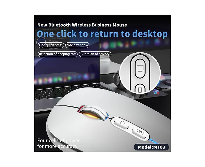 Risokeys Tri-Mode Wireless Bluetooth Mouse: Silent,1-Click Desktop,3-Speed Dpi for Office/Study, Slim & Easy-to-Use for Professionals/Studentsgeable)