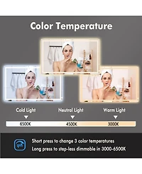 Homfan 60X36 Led Bathroom Vanity Mirror with Dimmable Dual Front & Back Lights, Memory Settings, Shatterproof Tempered Glass