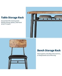 gaomon 3-Piece Dining Table Set for 2 with Storage Rack, Wood Kitchen Upholstered Chairs of