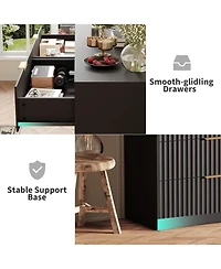 gaomon Fluted Dresser for Bedroom, 8 Drawer Double Dresser, Large Capacity & Anti-Tip, Modern Chest of Drawers with Metal Handles