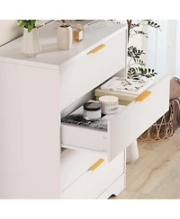 gaomon Fluted Dresser for Bedroom with 4 Drawers, 38.6 Tall Modern Gold Metal Handles, Wide Chest of Drawers Living Room, Hallway