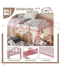 gaomon Metal Bunk Bed Twin Over Twin, Heavy Duty Bunkbeds Frame with Arched Guardrail and Safety Ladder, Sturdy Steel
