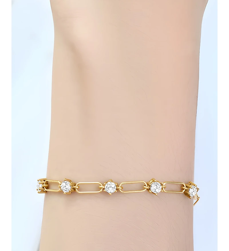 Mint & Lily Paperclip Bracelet with Gemstone Accents