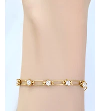 Mint & Lily Paperclip Bracelet with Gemstone Accents