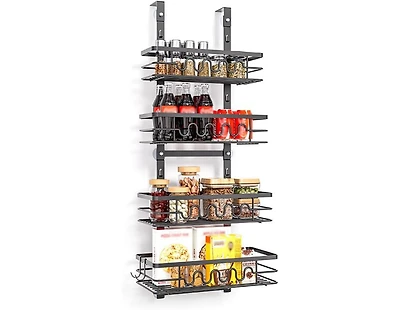 Homfan Over The Door Pantry Organizer, Bathroom Organizer Shelves, Multi-Tier Over The Door Organizer 4 Layers