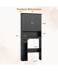 Homfan Over The Toilet Storage Cabinet, Bathroom Organizer, Space-Saving Farmhouse Shelf with Paper Holder