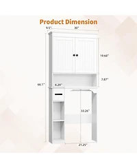 Homfan Over The Toilet Storage Cabinet, Bathroom Organizer, Space-Saving Farmhouse Toilet Shelf with Paper Holder