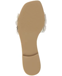 Journee Collection Women's Azalea Embellished Square Toe Floral Flat Sandals