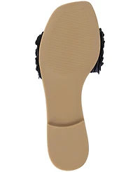 Journee Collection Women's Azalea Embellished Square Toe Floral Flat Sandals