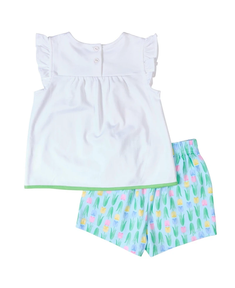 Florence Eiseman Baby Girl Printed Knit Tulip Short Set