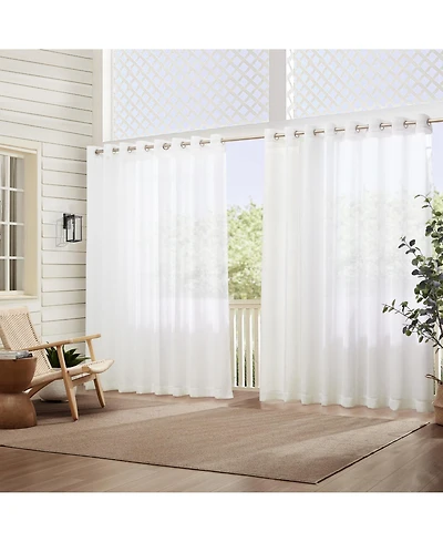 Elrene Carmen Sheer 114" x 108" Extra-Wide Indoor/Outdoor Grommet Curtain Panel with Tieback