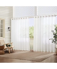 Elrene Carmen Sheer 114" x 108" Extra-Wide Indoor/Outdoor Grommet Curtain Panel with Tieback