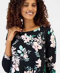 Jm Collection Women's Printed 3/4-Sleeve Knit Top, Macy's Exclusive