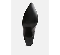 Zhuri Faux Leather Solid Block Heel Pumps